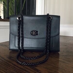 Coach Parker Pull Through Chain Two Way Purse, Pine Green / Pewter